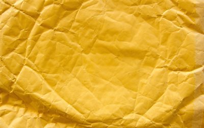 carta accartocciata gialla, 4k, vecchia carta, sfondo grunge, trame di carta accartocciate, sfondi di carta gialla, vecchie trame di carta, carta gialla