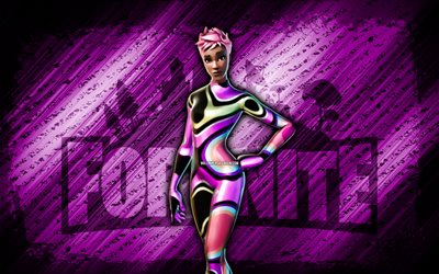 star de fête rose fortnite, 4k, fond diagonal violet, grunge, fortnite, œuvres d'art, peau étoile de fête rose, personnages fortnite, star de la fête rose, skin star de la fête rose de fortnite