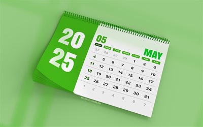 may calendar 2025, 4k, calendario della scrivania verde, 3d art, sfondi verdi, maggio, 2025 calendari, calendari di primavera, calendario del maggio 2025, 2025 calendario may business, 2025 may calendar, 2025 calendari della scrivania