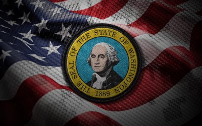 Washington seal, 4K, Seals of US States, US flag, Washington badge, Seal of Washington, USA, Washington state, american flag, Washington emblem, Washington