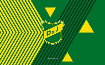 defensa y logotipo de justicia, 4k, equipo de fútbol de argentina, fondo de líneas amarillas verdes, defensa y justicia, división de primera argentina, argentina, arte de línea, defensa y justicia emblema, fútbol americano
