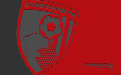 afc bournemouth logo, 4k, roter hintergrund, kohlenstoffkunst, afc bournemouth emblem, englischer fußballverein, premier league, england, afc bournemouth, fußball, bournemouth