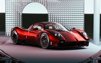 utopie de pagani, 4k, supercars, 2025 voitures, hypercars, utopie de pagani rouge, 2025 pagani utopie, voitures italiennes, pagani