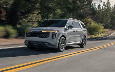 2025, kia carnival, 4k, フロントビュー, 外観, 灰色の起亜カーニバル, 新しい起亜カーニバル, 韓国車, カーニバルmpvハイブリッド, 起亜