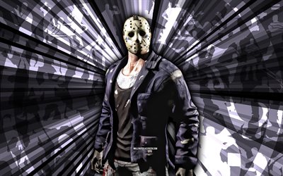 4k, Jason, Mortal Kombat, gray rays background, MKM, abstract art, Mortal Kombat Mobile, Jason MKM, Mortal Kombat characters, Mortal Kombat X, Jason Mortal Kombat, creative art