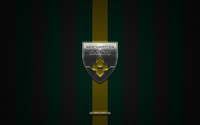 logotipo de northampton saints, club de unión de rugby inglés, rugby de la premier league, fondo de carbono negro verde, emblema de northampton saints, sindicato de rugby, northampton saints, inglaterra