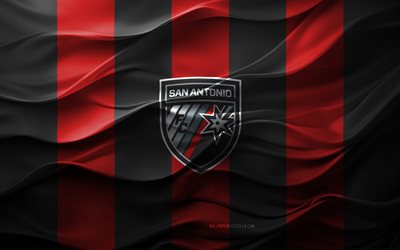 4k, 샌 안토니오 fc 로고, 빨간색 검은 색 3d 배경, usl, 샌 안토니오 fc 엠블럼, 미국 축구 팀, 샌 안토니오 fc 깃발, 3d 텍스처, usl 챔피언십, 미국, 샌 안토니오 fc, 축구, 샌 안토니오