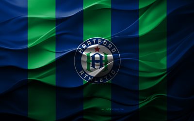 4k, Hartford Athletic logo, blue green 3d background, USL, Hartford Athletic emblem, American soccer team, Hartford Athletic flag, 3d texture, USL Championship, USA, Hartford Athletic FC, soccer, Hartford Athletic