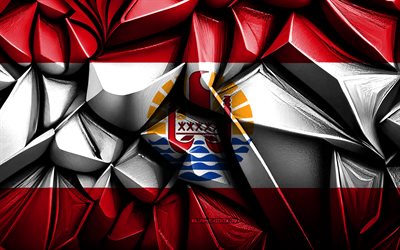 drapeau de la polynésie française, 4k, texture créative 3d, franche 3d french polynesia, océanie, drapeau français en polynésie, art 3d, polynésie française, drapeau des pays de l'océanie
