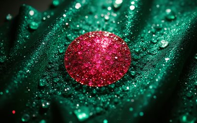 Bangladeshi flag, 4K, gemstones, flag of Bangladesh, crystals, Bangladesh flag, shiny stones, Bangladesh, creative art, red green gemstones, red crystal, green crystals
