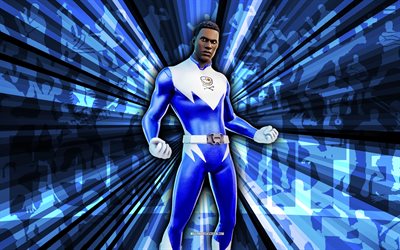 4k, hipersónico, fondo de rayos azules, piel hipersónica, fortnite hipersónico, arte abstracto, piel hipersónica de fortnite, personajes fortnite, fortnite, arte creativo