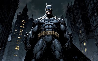 말 당번, 4k, 밤, 추상 미술, dc 코믹스, 슈퍼 히어로, 건물, 배트맨 아트, 팬 아트, 배트맨 4k