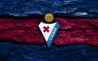 logotipo de madera sd eibar, 4k, fondo de madera azul púrpura, laliga2, fútbol, logotipo de la sd eibar, fútbol americano, emblema sd eibar, éibar fc, segunda, liga2, club de fútbol español, sd eibar