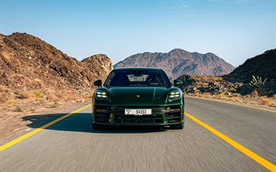 4k, porsche panamera 4s e hybride, vue de face, 2026 voitures, voitures de luxe, porsche panamera verte, porsche panamera, porsche panamera 2026, voitures allemandes, porsche