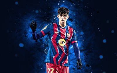 Marc Bernal, 4k, blue neon lights, FC Barcelona, La Liga, spanish footballers, Marc Bernal 4K, football, soccer, Barcelona FC, Marc Bernal Casas, LaLiga, Barcelona, FCB, Marc Bernal Barcelona