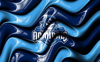 logotipo 3d de los almirantes de milwaukee, 4k, ondas azules 3d, ahl, hockey, bandera de los almirantes de milwaukee, creativo, logotipo de los almirantes de milwaukee, emblema de los almirantes de milwaukee, equipo canadiense de hockey, almirantes de milwaukee