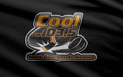 Saint-Georges Cool FM 103 5 fabric logo, 4k, black fabric background, LNAH, bokeh, hockey, Saint-Georges Cool FM 103 5 logo, Saint-Georges Cool FM 103 5 emblem, canadian hockey team, Saint-Georges Cool FM 103 5