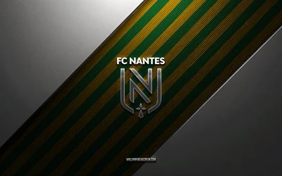 logo du fc nantes, 4k, fond en acier, club de football français, lignes jaunes et vertes, emblème du fc nantes, ligue 2, fc nantes, france, football, logo métal fc nantes, écusson du fc nantes