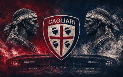 Cagliari Calcio, 4k, The Sardinians, Italian football club, The Islanders, Cagliari Calcio logo, Cagliari Calcio emblem, Cagliari logo, Cagliari, Italy, football