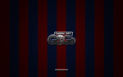 Capital City Go-Go logo, American basketball club, NBA G League, red blue carbon background, Capital City Go-Go emblem, basketball, Capital City Go-Go, USA