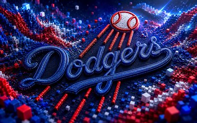 los angeles dodgersin kangaslogo, 4k, sininen valkoinen 3d tausta, mlb, baseball, los angeles dodgersin logo, los angeles dodgersin tunnus, amerikkalainen baseball joukkue, los angeles dodgers, la dodgers