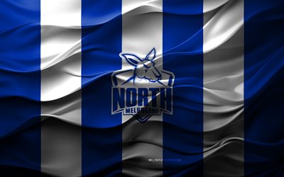 4k, North Melbourne logo, blue white 3D background, North Melbourne emblem, AFL, Australian rules football team, North Melbourne flag, 3D texture, North Melbourne, Australia, Australian rules football