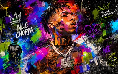 4k, NLE Choppa, creative, abstract art, american rappers, music stars, american singers, Bryson Lashun Potts, NLE Choppa art, NLE Choppa 4K