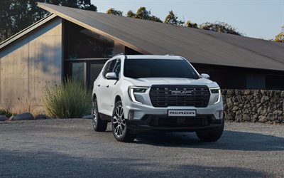 GMC Acadia Denali Ultimate, 4k, house, 2026 cars, offroad, SUVs, White GMC Acadia Denali, 2026 GMC Acadia Denali, american cars, GMC