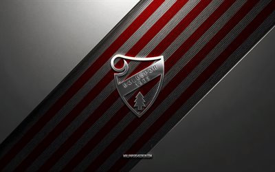 boluspor logo, 4k, teräs tausta, turkin jalkapalloseura, punaiset valkoiset viivat, bolusporin tunnus, tff 1 lig, boluspor, turkki, jalkapallo, boluspor metallinen logo, bolusporin harja