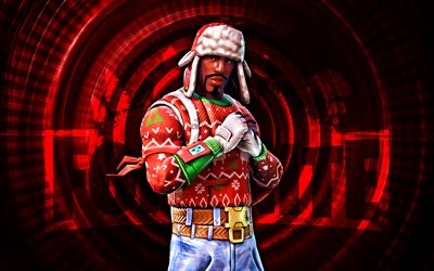 yuletide ranger fortnite, 4k, sfondo a spirale rossa, fortnite, creativo, skin ranger natalizio, skin ranger di fortnite yuletide, ranger di natale, personaggi di fortnite