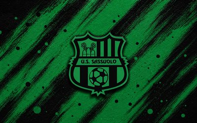 US Sassuolo logo, 4k, green paint background, US Sassuolo, Italian football club, US Sassuolo emblem, Serie A, Italy, Sassuolo, US Sassuolo Calcio