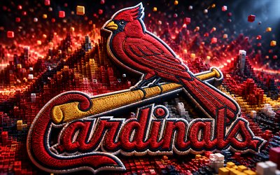st louis cardinalsin kangaslogo, 4k, sininen punainen kangas tausta, mlb, baseball, st louis cardinalsin logo, st louis cardinalsin tunnus, amerikkalainen baseball joukkue, st louis cardinals