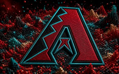 Arizona Diamondbacks fabric logo, 4k, black red 3D background, MLB, baseball, Arizona Diamondbacks logo, Arizona Diamondbacks emblem, american baseball team, Arizona Diamondbacks