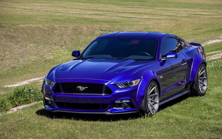 ford mustang gt, 2016, bleu de ford, bleu mustang gt, le réglage de la mustang gt, tuning ford, bleu, voiture de sport, m621