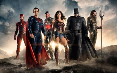 Justice League, fiction, thriller, 2017, poster, Gal Gadot, Henry Cavill, Jared Leto
