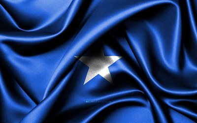 Somalian flag, 4K, African countries, fabric flags, Day of Somalia, flag of Somalia, wavy silk flags, Somalia flag, Africa, Somalian national symbols, Somalia