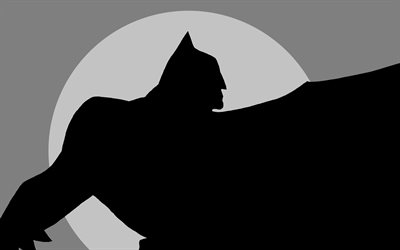 4k, batman silhueta, mínimo, super-heróis, batman, criativo, dc comics, silhueta do batman, fã de arte, batman 4k, batman minimalismo