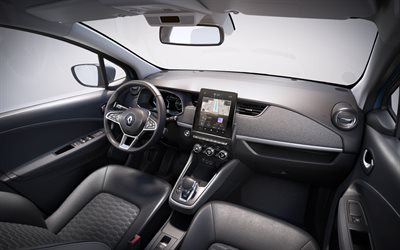 Renault Zoe, 2022, inside view, interior, dashboard, Renault Zoe interior, electric cars, French cars, Renault