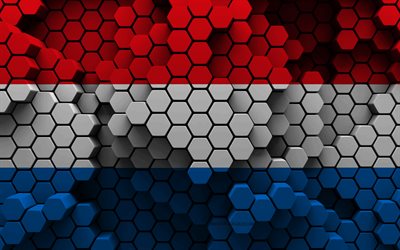 4k, Flag of Luxembourg, 3d hexagon background, Luxembourg 3d flag, Day of Luxembourg, 3d hexagon texture, Luxembourg national symbols, Luxembourg, 3d Luxembourg flag, European countries