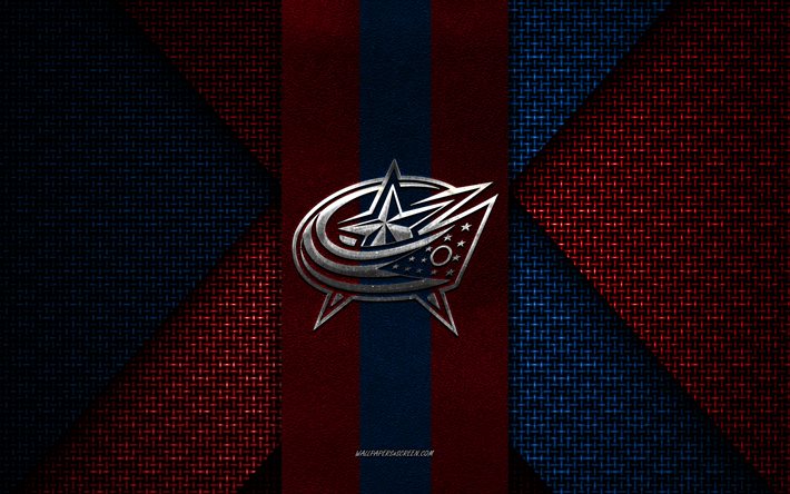 Columbus Blue Jackets, NHL, blue red knitted texture, Columbus Blue Jackets logo, American hockey club, Columbus Blue Jackets emblem, hockey, Ohio, USA