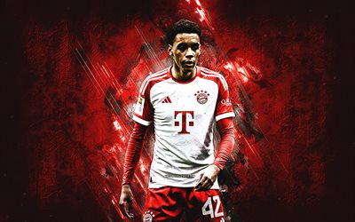 Jamal Musiala, FC Bayern Munich, german football player, Bundesliga, Germany, football, red stone background