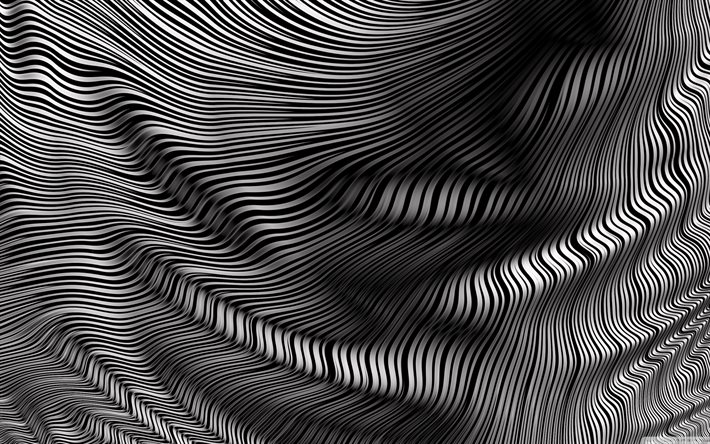 linjära 3d  vågor strukturer, abstrakta strukturer, 3d  konst, kreativ, 3d vågiga bakgrunder, 3d  vågor, bakgrund med vågor, 3d  strukturer