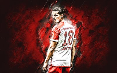 Marcel Sabitzer, FC Bayern Munich, Austrian football player, midfielder, red stone background, football, Bundesliga, Germany