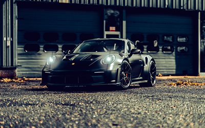 2023, Porsche 911 GT3 RS, 4k, front view, exterior, black 911 GT3 RS, Porsche 911 tuning, German sports cars, Porsche