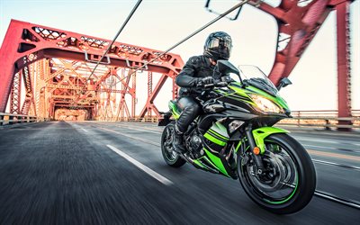 Kawasaki Ninja 650 ABS, rider, 2018 moto, superbike, Kawasaki