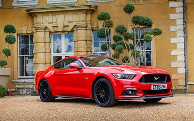 Ford Mustang GT, supercars, coupé, rouge mustang