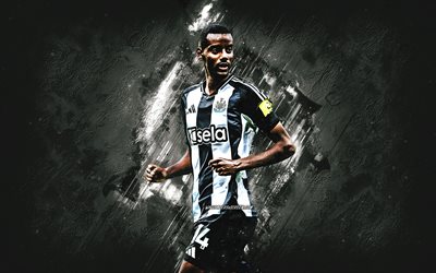 alexander isak, newcastle united fc, ritratto, sfondo di pietra bianca, premier league, inghilterra, calcio