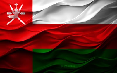 4k, bandiera dell'oman, paesi asiatici, bandiera 3d oman, asia, oman flag, texture 3d, giorno dell'oman, simboli nazionali, 3d art, oman