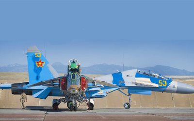 fighters, mig-27, su-27ub, the air force of kazakhstan