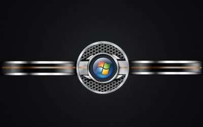 windows 7, logo, black background